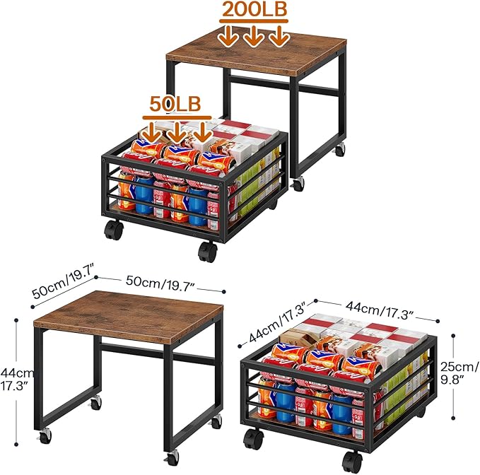 HOOBRO Mini Fridge Stand with Movable Storage Basket, Mini Fridge Cabinet with - Image 4