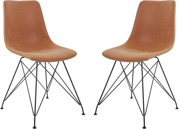 OSP Home Furnishings Trenton Modern Dining Chairs, Sand Faux Leather by OSPHomeFurnishings