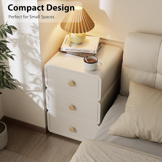 White Night Stand, Narrow Nightstand - Image 3