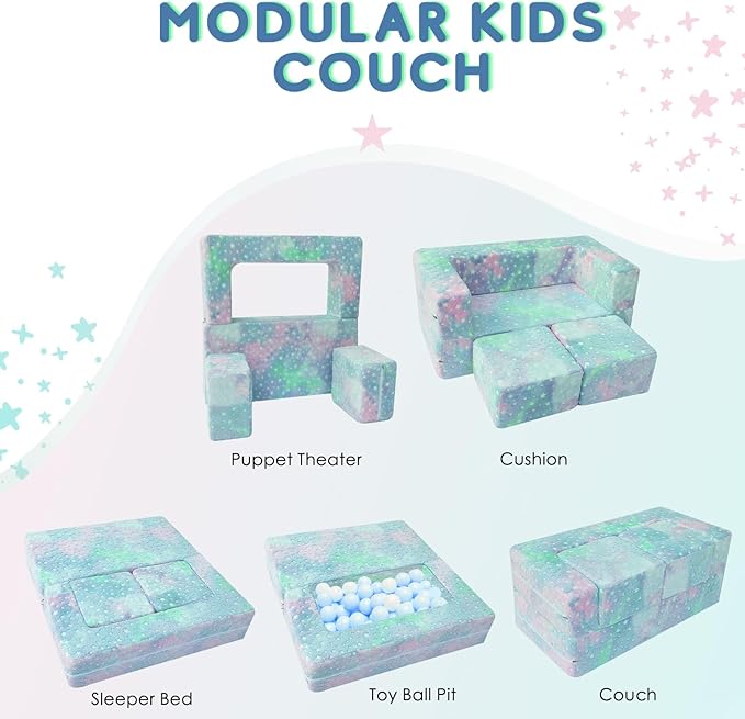 MeMoreCool Kids Play Couch for Playroom, Toddler Glow in Dark Sofa, Modular - Image 7