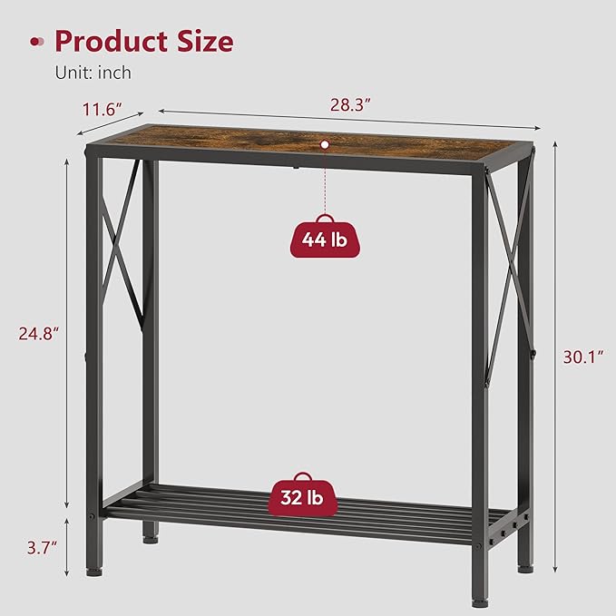 Tajsoon Console Table, 2 Tier Small Hallway Table, Narrow Sofa Table - Image 3