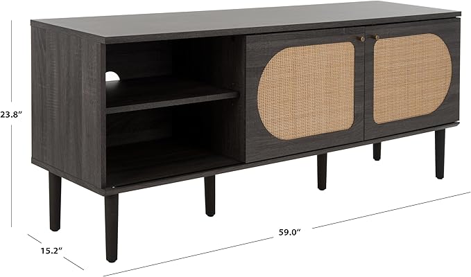 SAFAVIEH Claude TV Stand for up to 65" Flatscreen – Distressed Black, 2 Sliding - Image 2