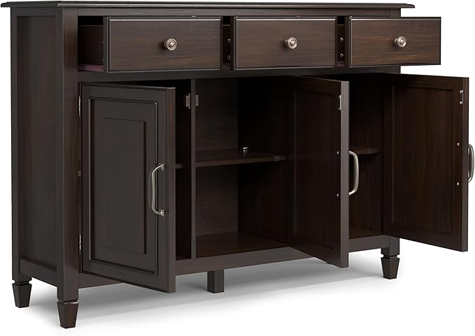 SIMPLIHOME Connaught 51-inch Wide Solid Wood Storage Cabinet in Chestnut Brown - Image 4