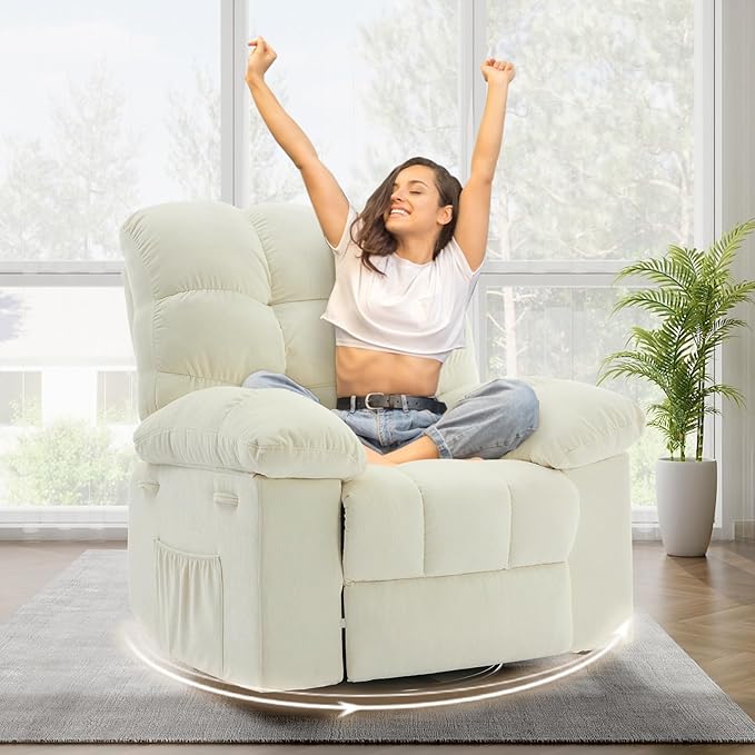Rocking Recliner Chair, 360° Swivel Rocker Chair - Image 9
