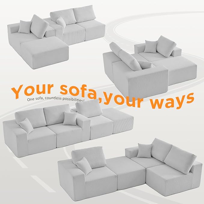 INGEROOM 108" Cloud Sectional Couch, Modular Sectional Sofa - Image 8