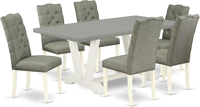 East West Furniture V097EL207-7 7 Piece Dining Table Set Consist of a Rectangle by EastWestFurniture