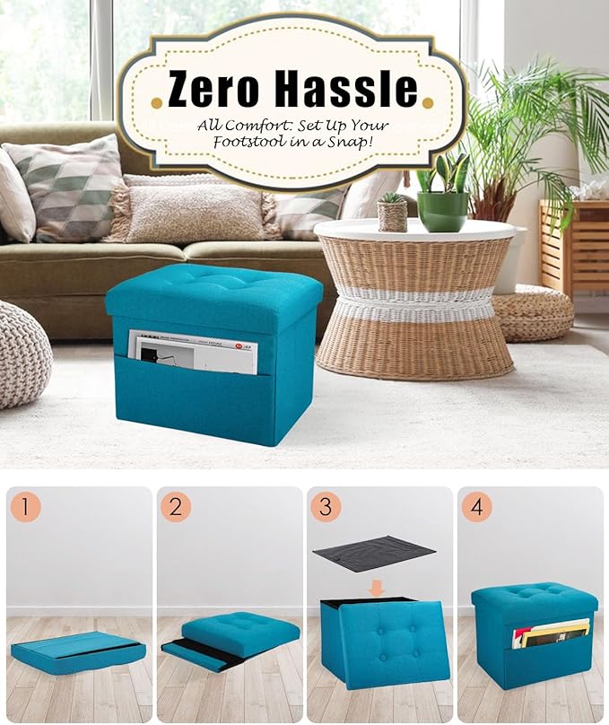 Ottoman Storage Ottoman Foot Rest Stool Foldable Bench - Image 4