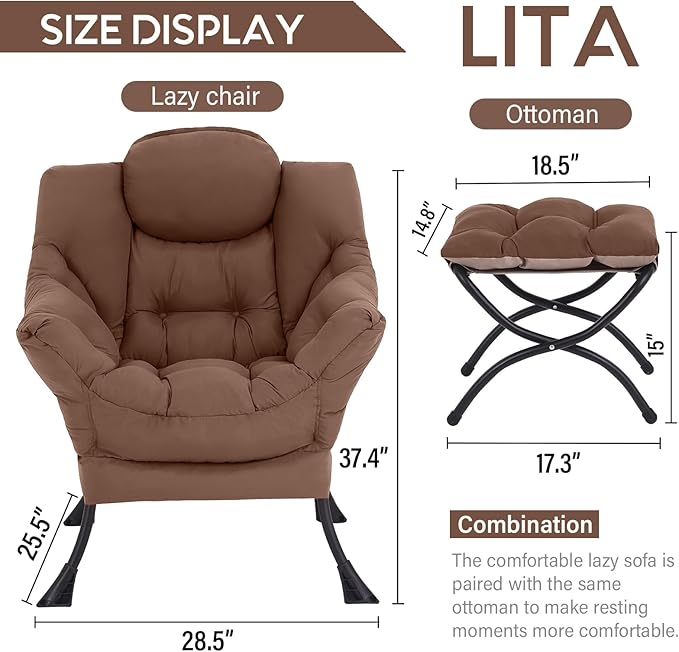LITA Modern Accent Leisure Upholstered Sofa Chair, Contemporary Lounge Reading - Image 3