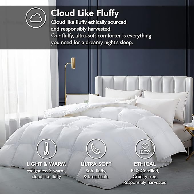 Luxurious White Solid Heavy Weight, Palatial King Size Goose Feathers Down - Image 2