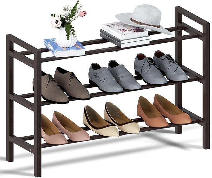 Haddockway Bamboo Shoe Rack for Closet, Free Standing Shoe Organizer by Haddockway