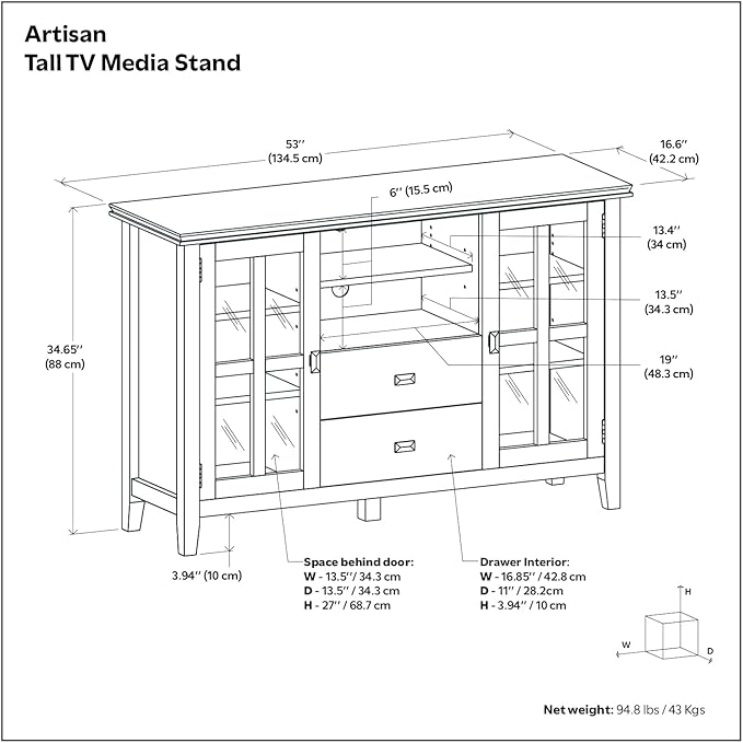 SIMPLIHOME Artisan SOLID WOOD 53 Inch Wide Transitional TV Media Stand in - Image 13
