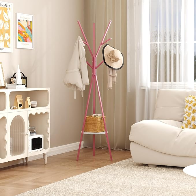 Coat Rack Hat Stand Free Standing Display Hall Tree Metal Hat Hanger Garment - Image 3