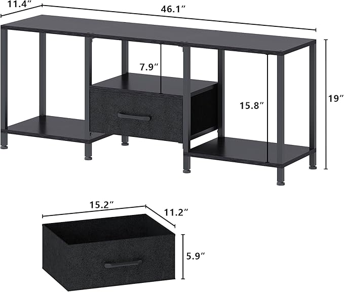 TV Stand with LED Lights, Entertainment Center with Open Shelves and Fabric - Image 3