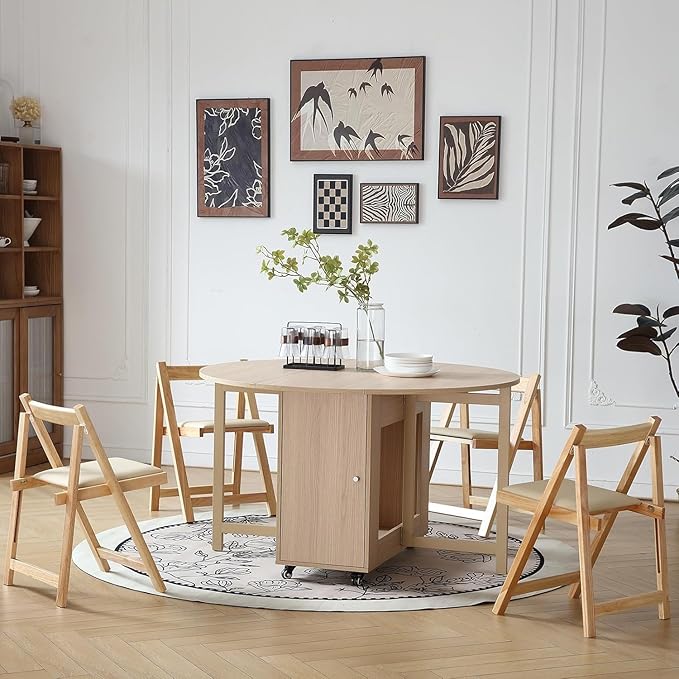 Wood Round Folding Dining Table - Image 2