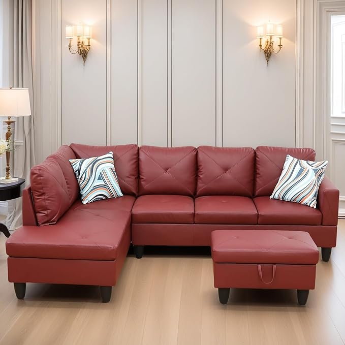 Leather Sectional Couch, Modern L Shaped Couches by FONTOI