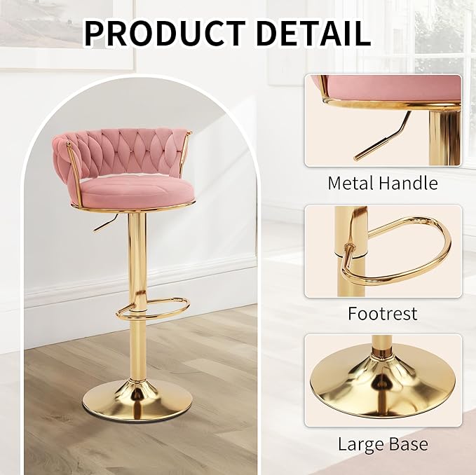 VECELO Bar Stools Set of 4, Adjustable Counter Height Barstools - Image 6