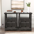 End Table with Fast Charging Station Set of 2, Large Storage Rustic Wood Square by Alwaysreadyforyou
