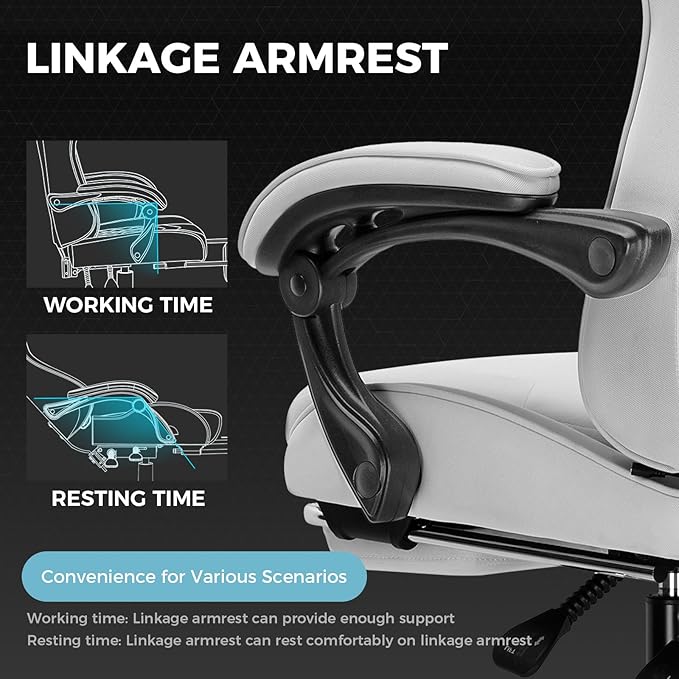 GTPLAYER Gaming Chair with Footrest, Computer Chair with and Lumbar Support - Image 6