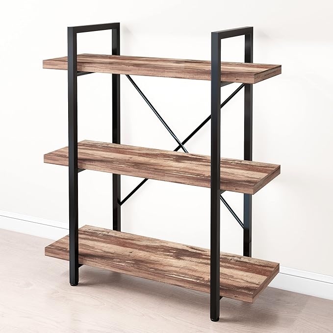 45MinST 3-Tier Vintage Industrial Style Bookcase/Metal and Wood Bookshelf by 45MinST