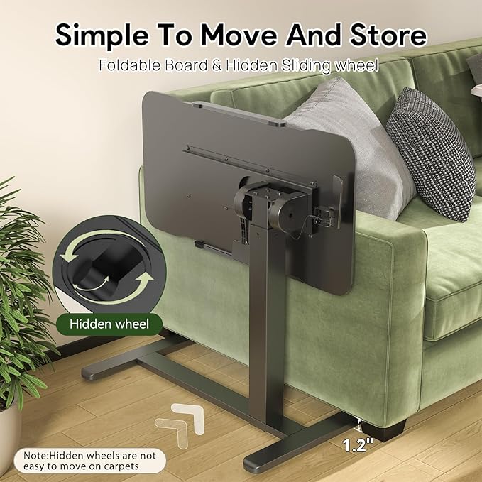 Rolling Laptop Desk, Mobile Standing Desk Height Adjustable, 180° Tiltable - Image 6