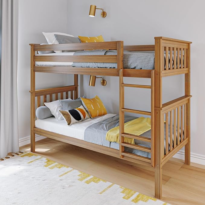 Max & Lily Bunk Bed Twin over Twin, Solid Wood Bunk Bed Frame by MaxLily
