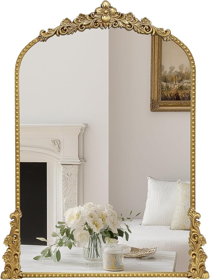 Vintage Arched Mirror, Vintage Gold by YIDIE