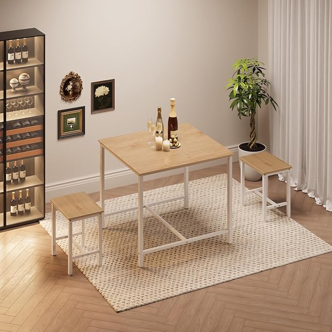 HOOBRO 3-Piece Industrial Dining Table Set, Kitchen Table, Space Saving Dinette - Image 4