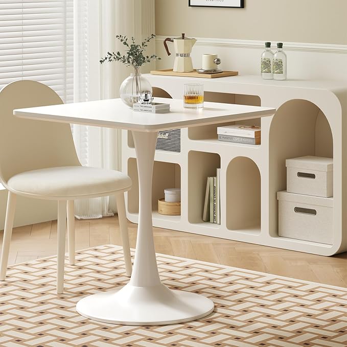White Square Tulip Table for 2 Person, 24 Inch Small Dining Table - Image 9