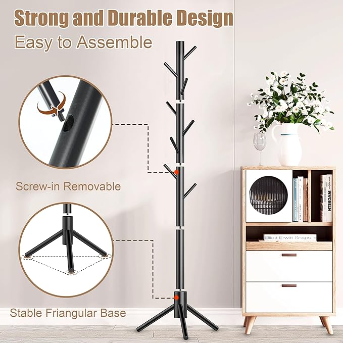 Wooden Coat Rack Stand, Freestanding Coat Rack - Image 5