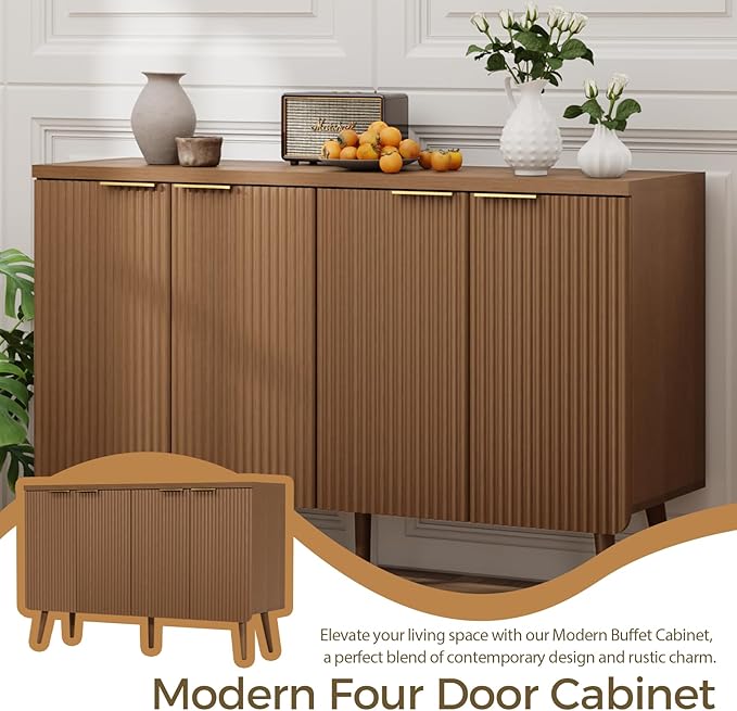 Fluted Buffet Cabinet – Modern Wood Sideboard - Image 5