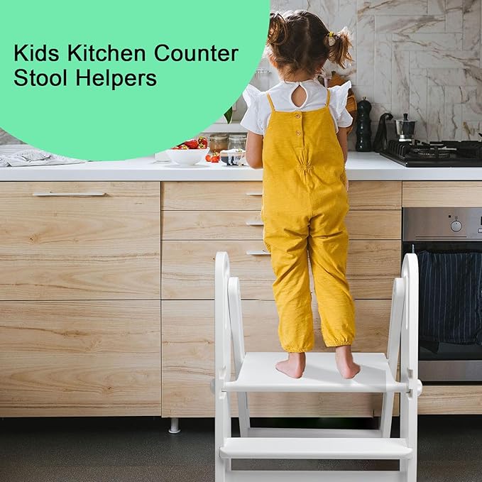 WOOD CITY Step Stool Foldable for Toddlers, Adjustable Kids Step Stool for - Image 2