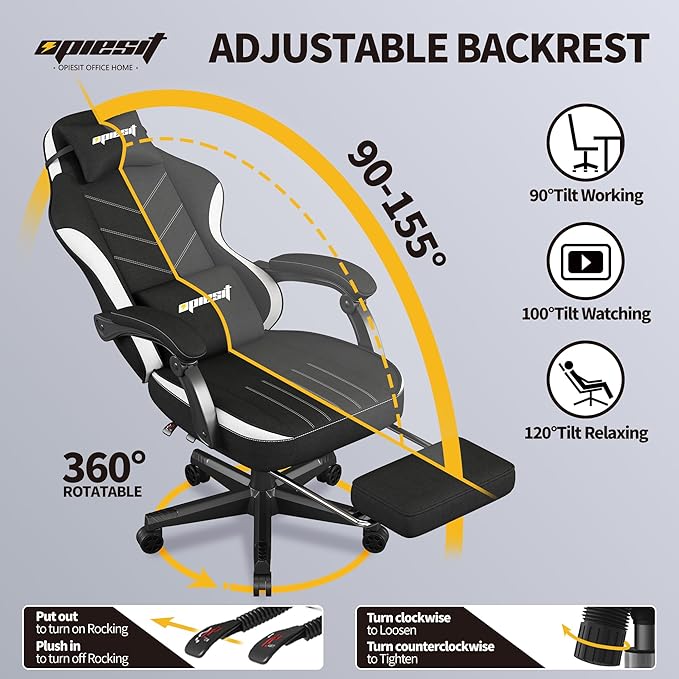 Gaming Chair, Fabric Computer Chair - Image 4