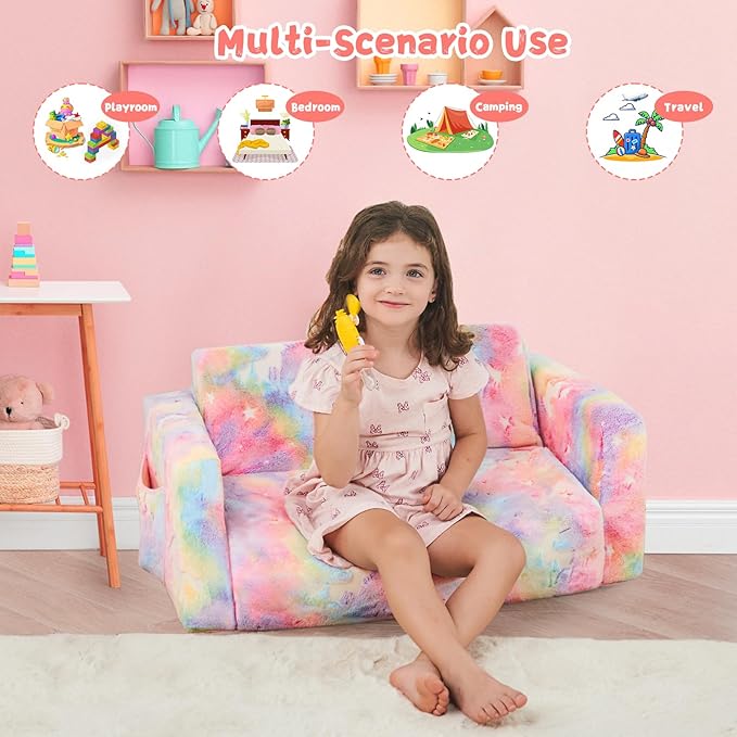 Toddler Chair Comfy, 2-in-1 Soft Toddler Couch Fold Out - Image 2
