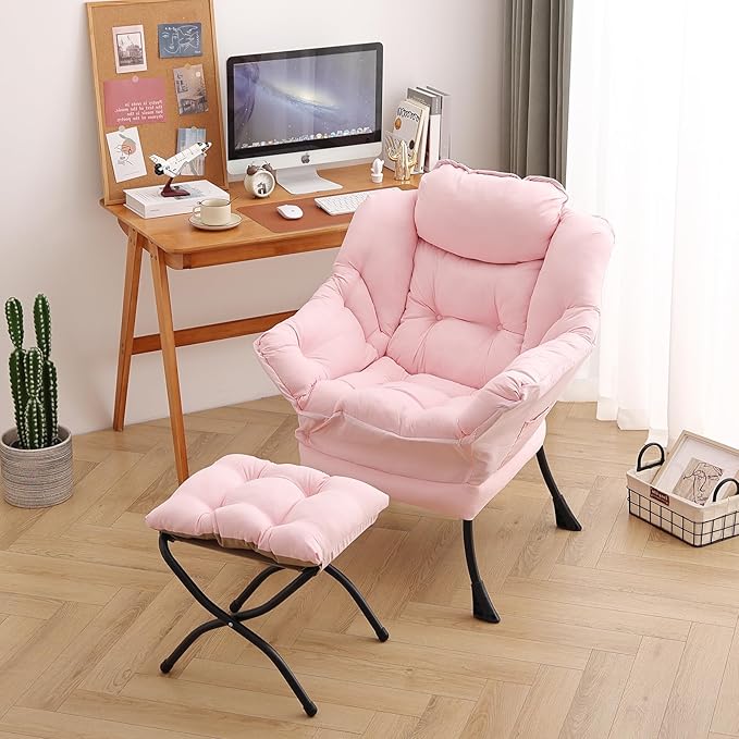 Lazy Chair with Ottoman, Modern Chair with Folding Footrest, Lounge Accent Chair - Image 8
