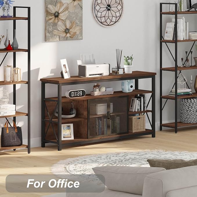 BON AUGURE Tall TV Stand for TVs up to 65 Inch, Industrial Wood Entertainment - Image 9