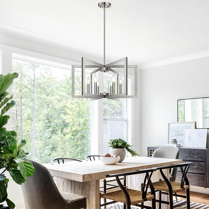 25" Modern Brushed Nickel Chandelier - Image 7