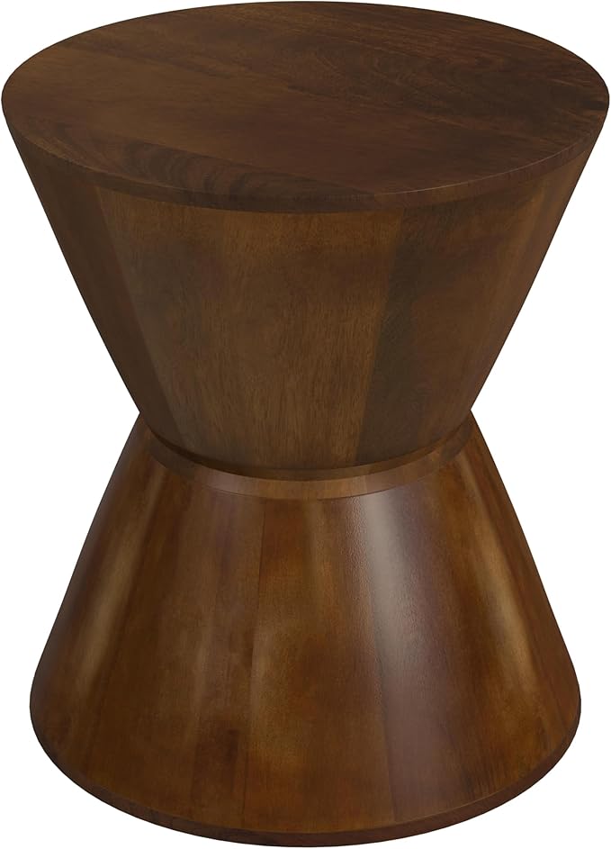 HomePop Walnut Mango Wood End/Side Round Table - Image 6