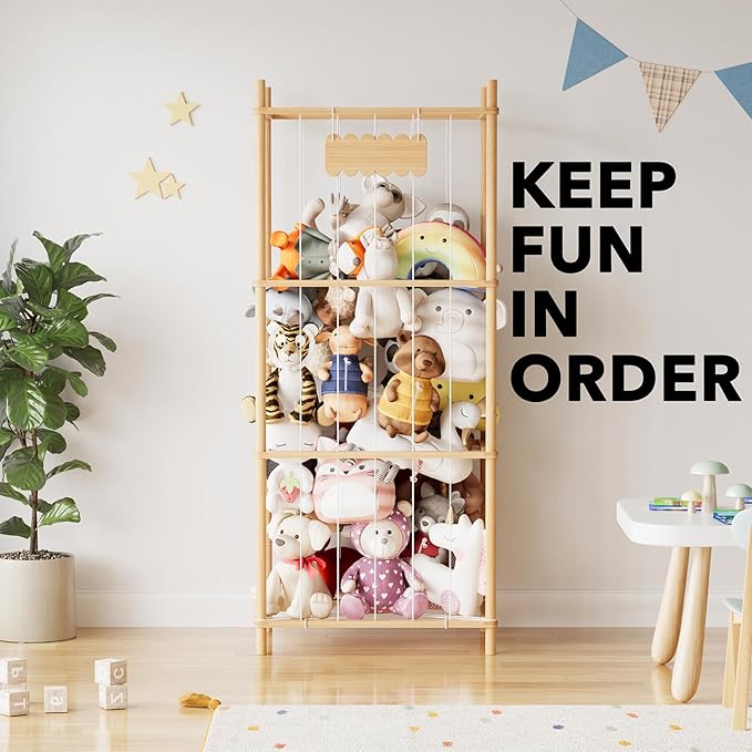 SpaceAid Stuffed Animal Storage Organizer, Wood Animals Zoo Toy Plushies - Image 6