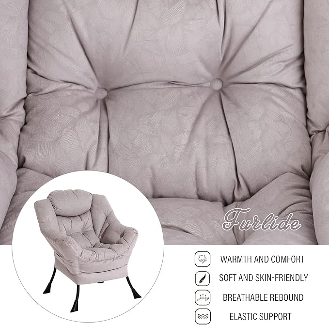 Lazy Chair with Ottoman, Modern Chair with Folding Footrest, Lounge Accent Chair - Image 5