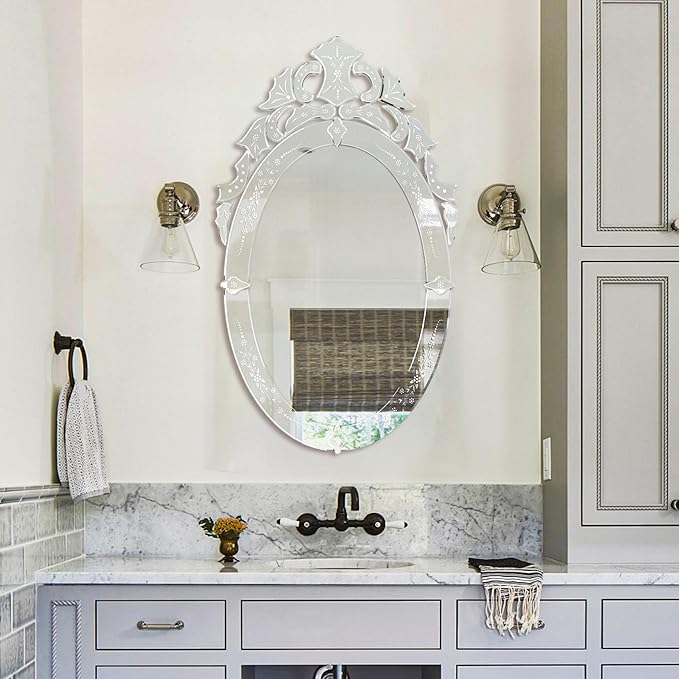 KOHROS Oval Bathroom Mirror 42" x 24" Venetian Mirror - Image 5