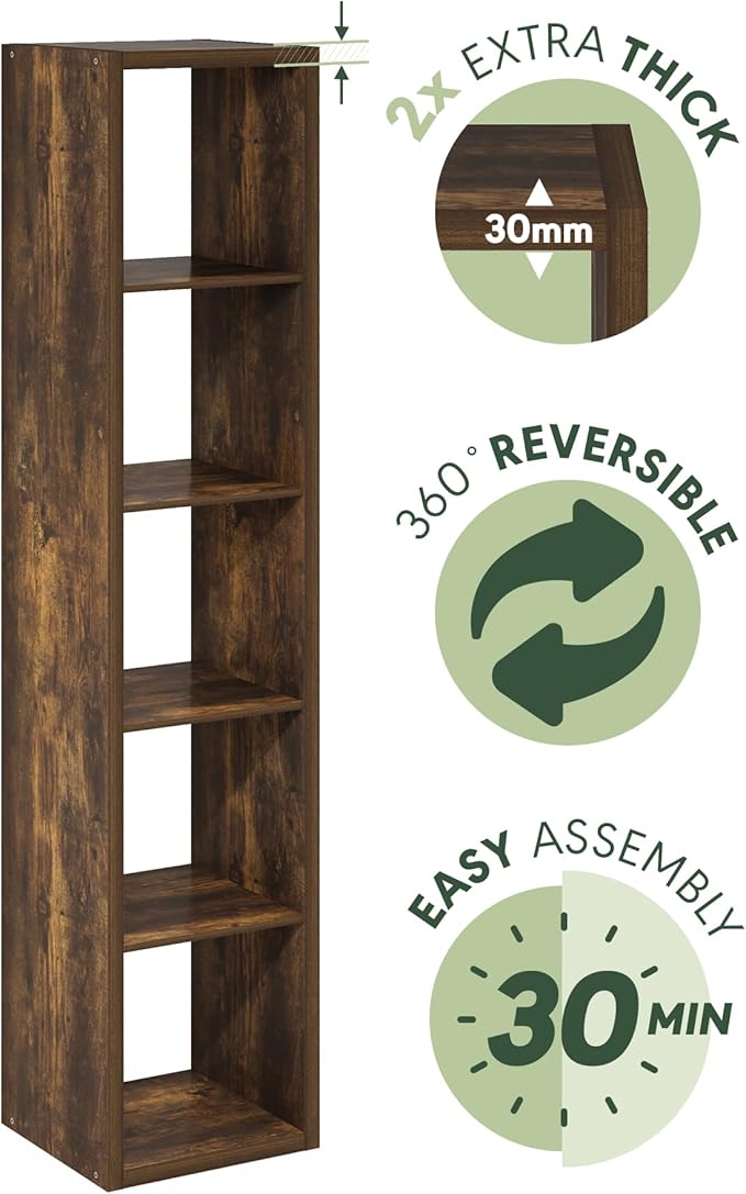 Furinno Cubicle Open Back Decorative Verticle Cube Storage Organizer, Amber Pine - Image 6