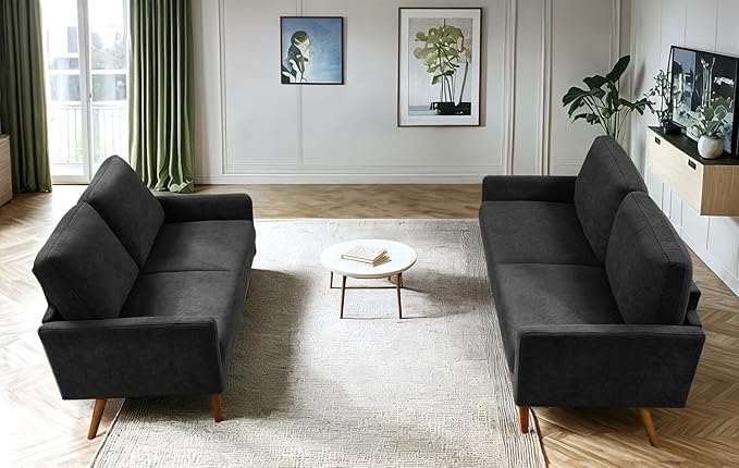 Kent 2 Piece Velvet Sofa and Loveseat Set, European Style - Image 3
