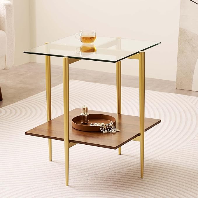 Glass End Table, Mid-Century Modern Design Sofa Table, - Image 3