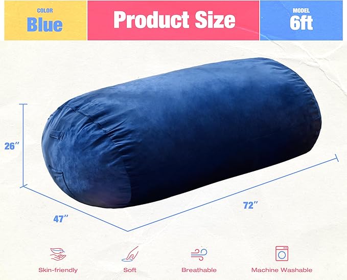 Hobestluk 6FT Bean Bag Chair Large Beanbag Lounger - Image 2