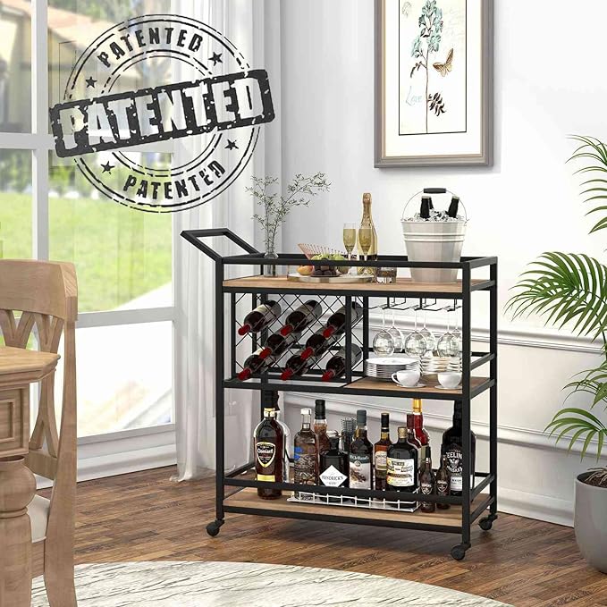 FATORRI Bar Cart for The Home, Rolling Wine Carts on Wheels - Image 8