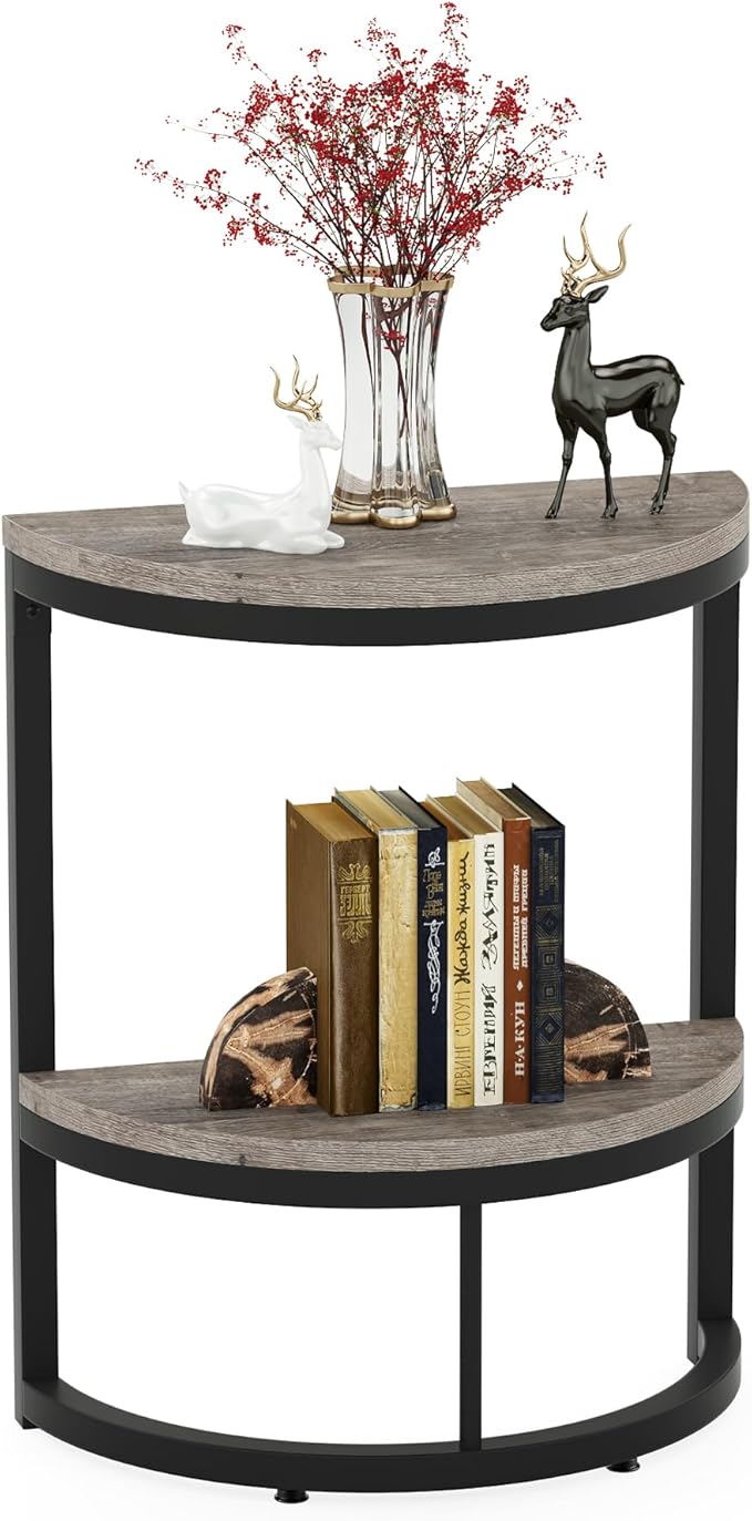 Tribesigns 2-Tier End Table Semi Circle, Small Half Round Side Table - Image 9
