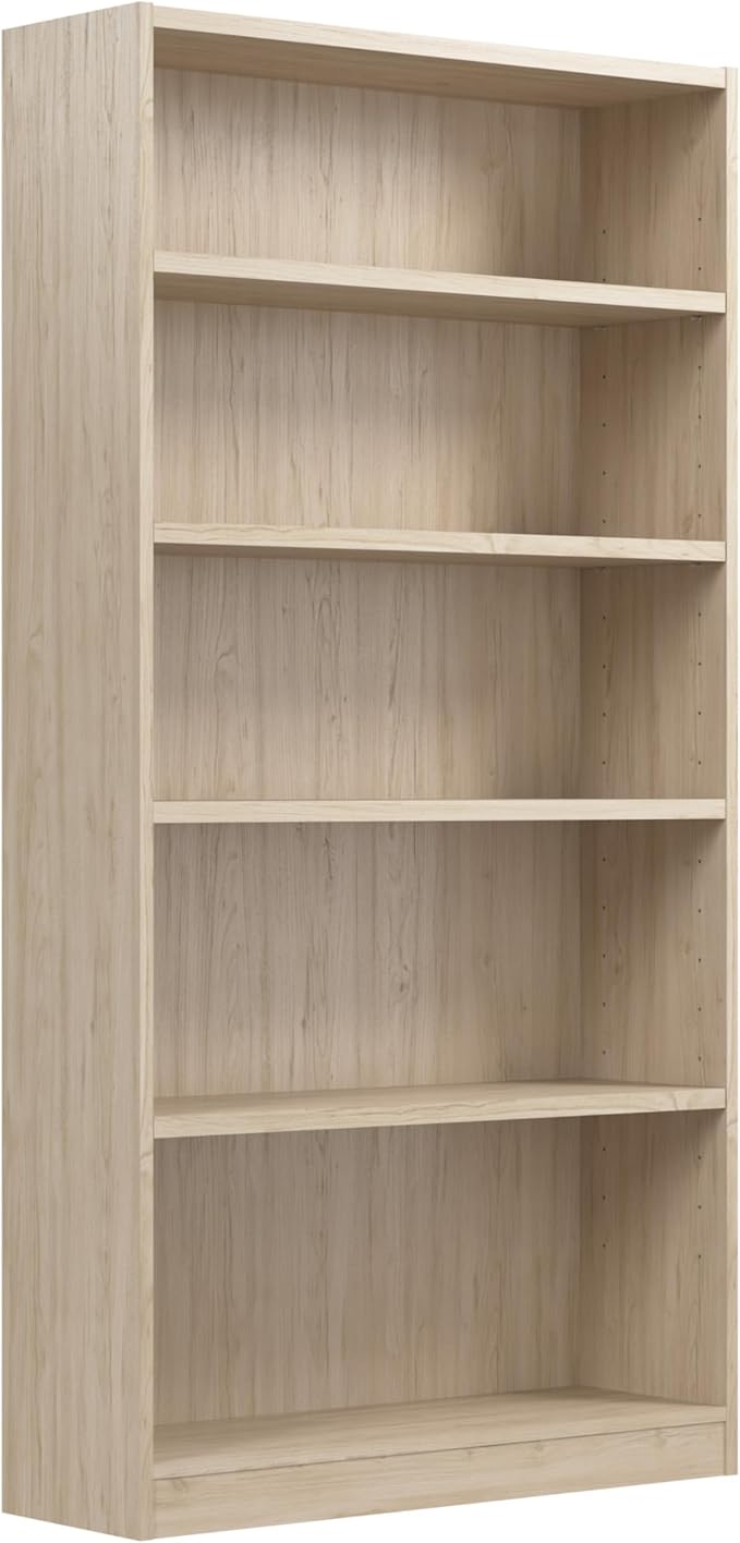 Bush Furniture Universal Tall 5 Shelf Bookcase in Natural Elm, Vertical Storage by BushBusinessFurniture