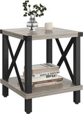 Large End Table Farmhouse Side Table Industrial Style Sofa Table Metal X Accent by MMEOLUOOK