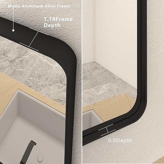 66x36 Inch Black Metal Framed Bathroom Mirror - Image 2