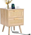 VEVOR Rattan Nightstand, Boho Bedside Table by VEVOR